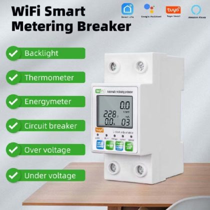 Công tơ điện tử Wifi Tuya 63A: Giám sát điện năng từ xa, hỗ trợ bảo vệ quá áp, quá dòng và rò rỉ điện
